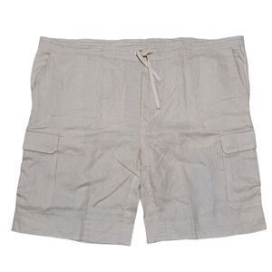 Island Importer Linen Boho Summer Drawstring Cargo Shorts XL Natural/Cream NWT